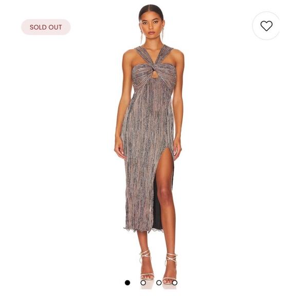 SAYLOR Metallic Midi Dress - Silver and Black - Picture 1 of 5